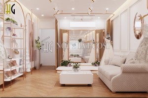 Thiết kế shop áo cưới với gam màu trắng tinh khôi
